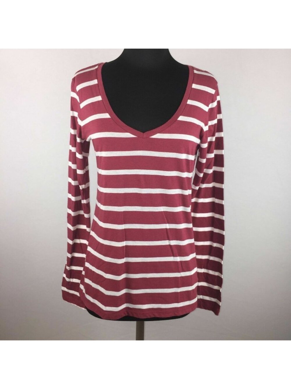 Threads 4 Thought Womens M Vera V-Neck Long Sleeve Stripe Organic Cotton Blend